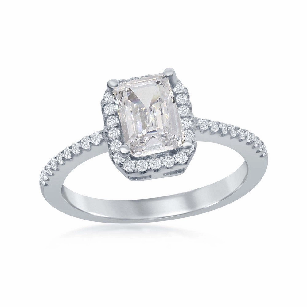 Sterling Silver Four-Prong White CZ Ring - W-1880