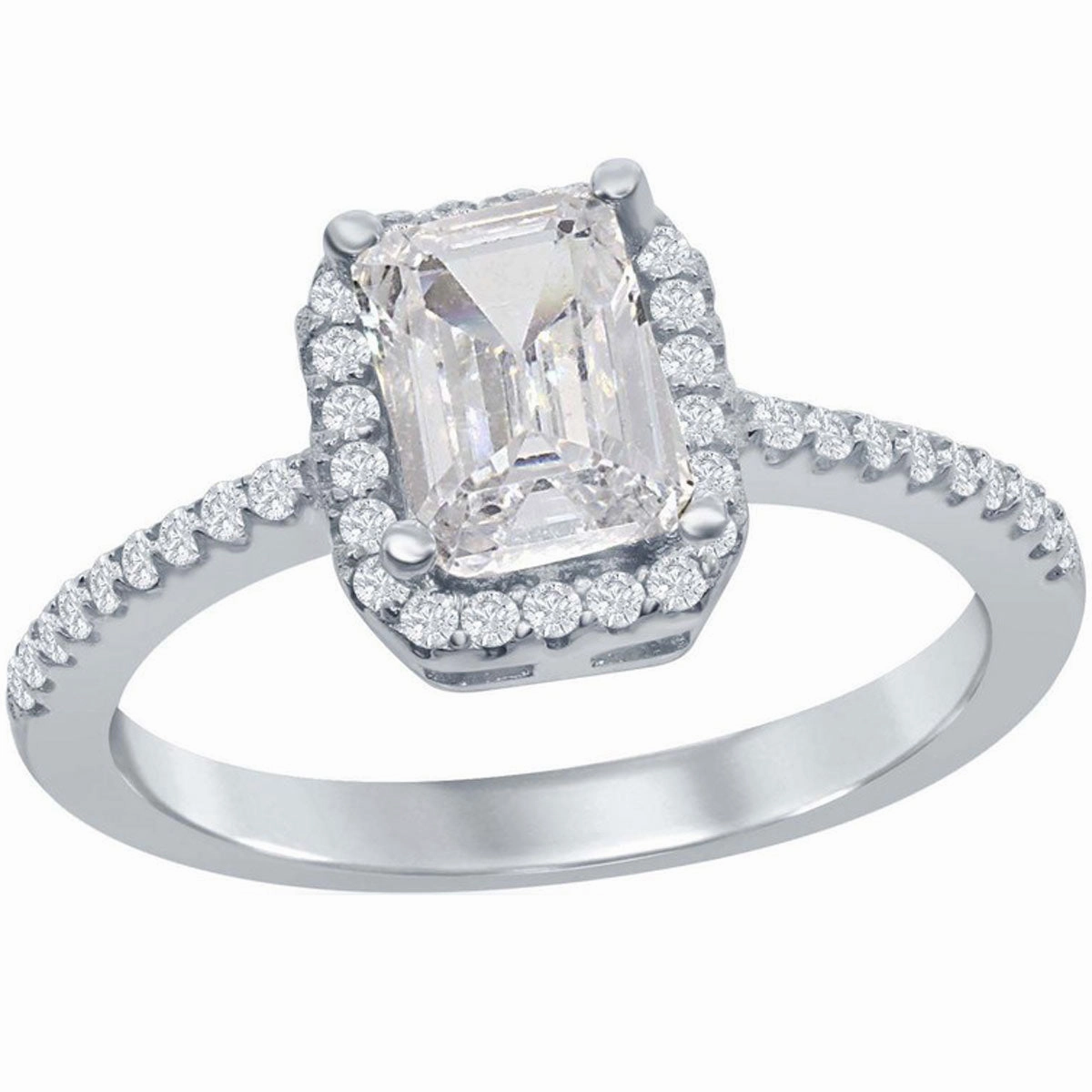 Sterling Silver Four-Prong White CZ Ring - W-1880