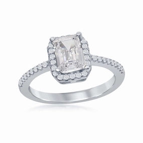 Sterling Silver Four-Prong White CZ Ring - W-1880