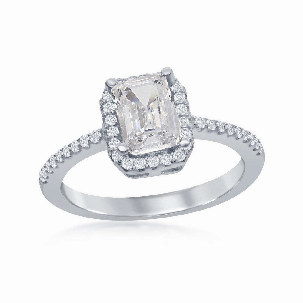 Sterling Silver Four-Prong White CZ Ring - W-1880