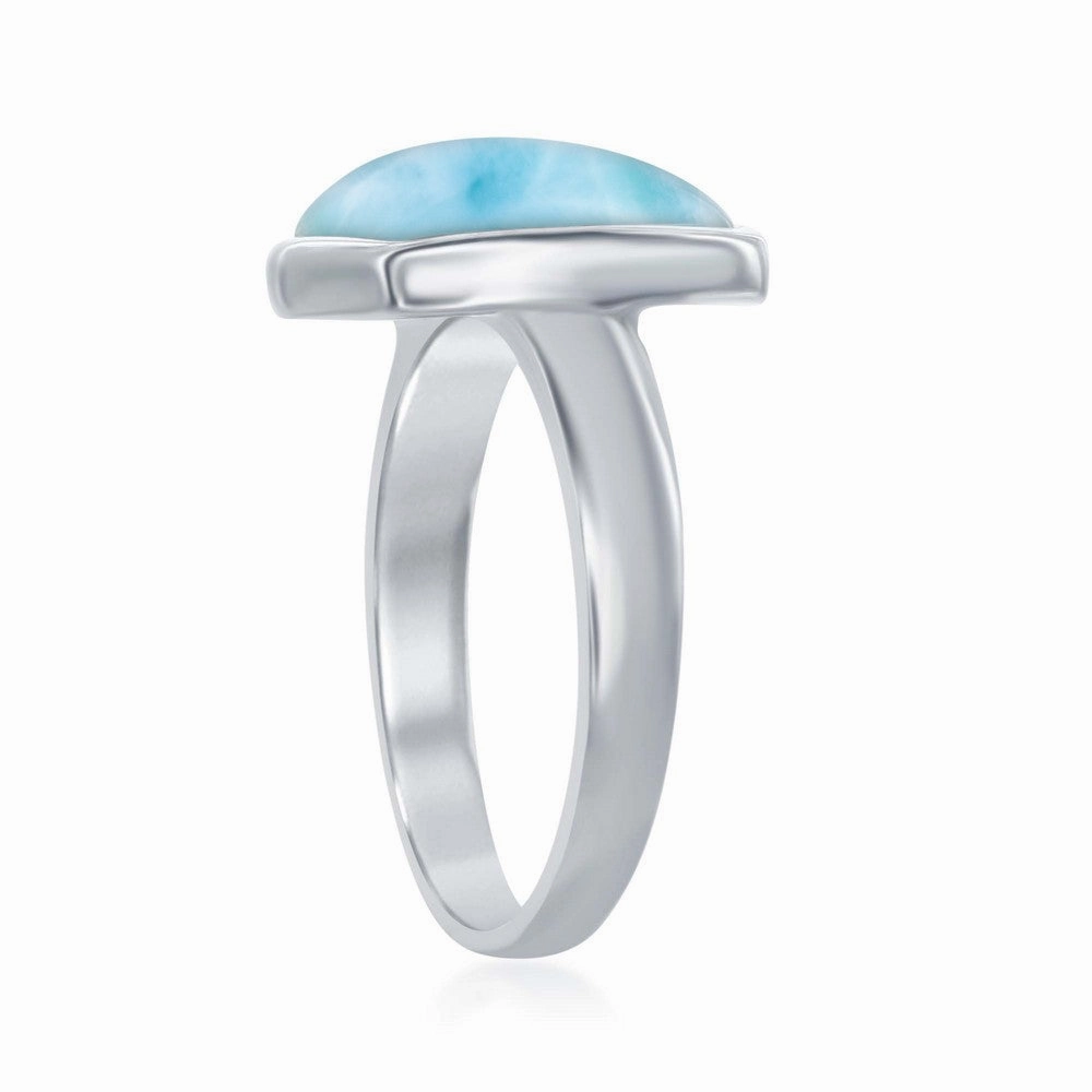Sterling Silver Larimar Square Ring, Size 9