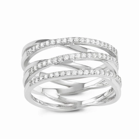 Sterling Silver Open Triple Row CZ Ring - W-1628