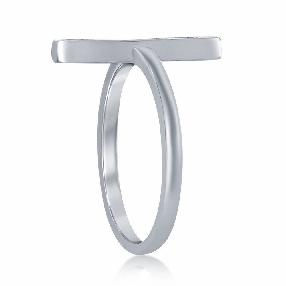 Sterling Silver Single Vertical CZ Bar Ring - W-1287