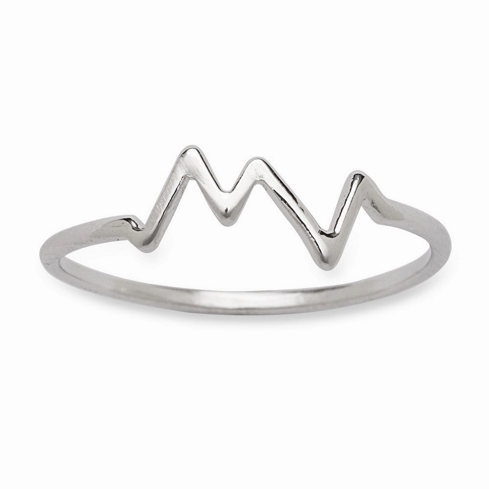 Sterling Silver Small Heartbeat Ring - W-1333