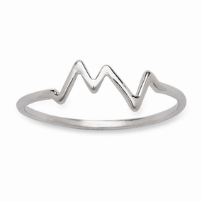 Sterling Silver Small Heartbeat Ring - W-1333