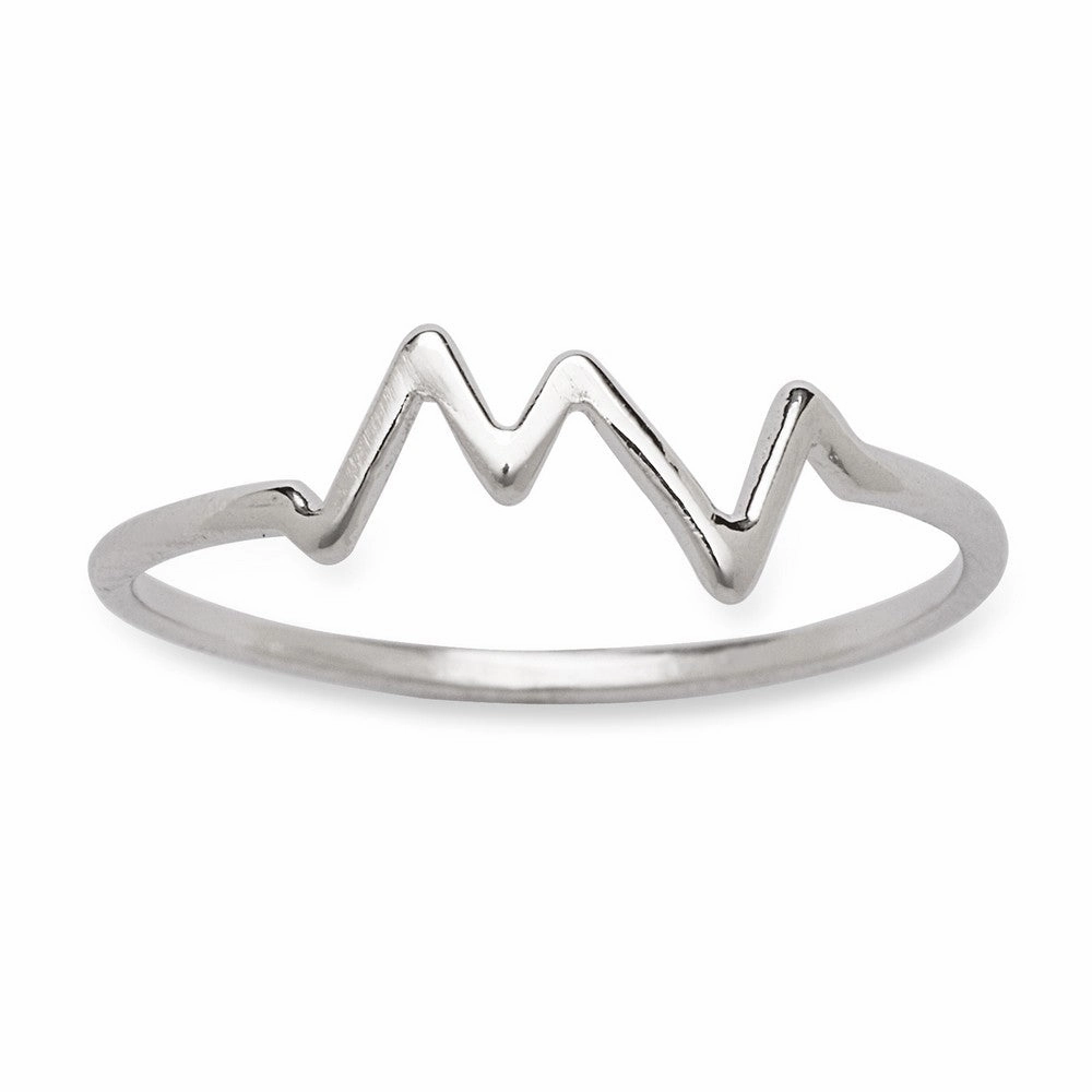 Sterling Silver Small Heartbeat Ring - W-1333