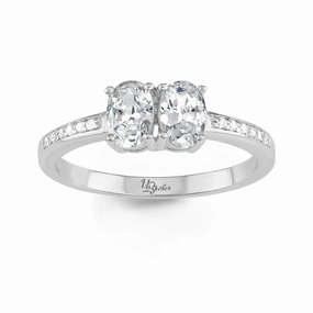Sterling Silver Us2gether Oval Two-Stone CZ Ring - W-1660