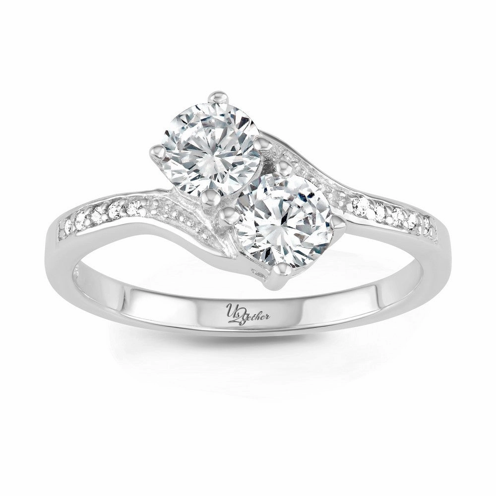 Sterling Silver Us2gether Round Two-Stone CZ Ring - W-1661