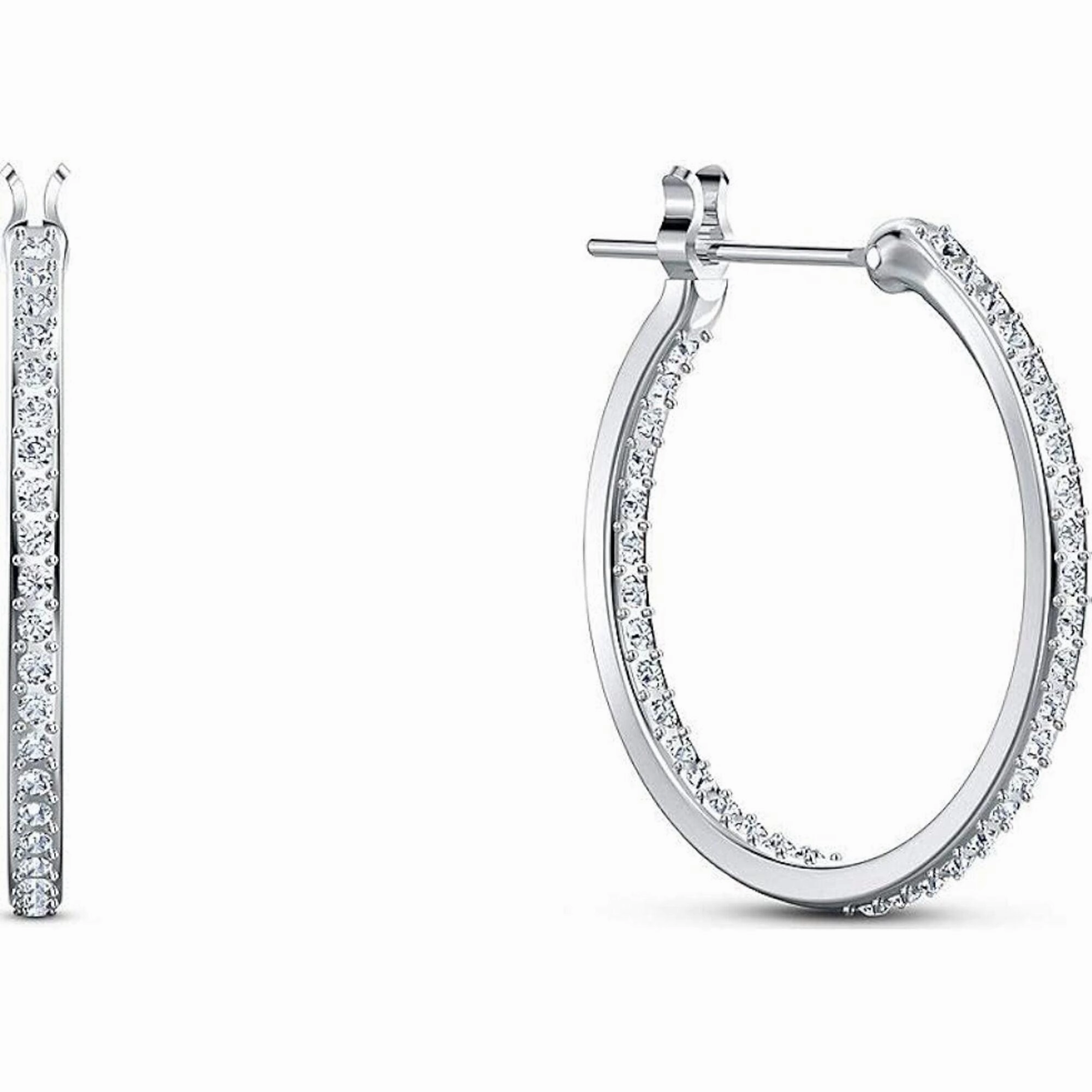 Swarovski Women's Earrings - Spirit Rhodium Plated Hoop Pierced Crystal | 5521784