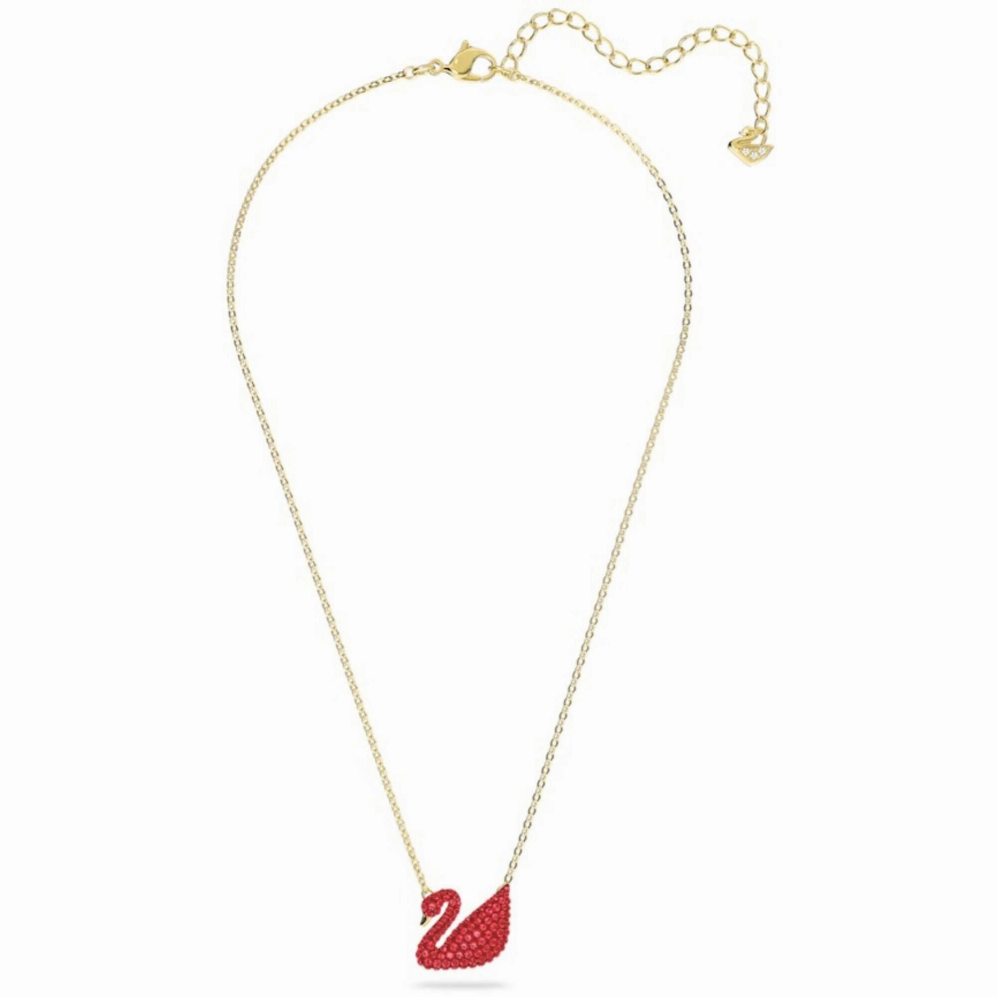 Swarovski Women's Pendant - Iconic Swan Bright Red Crystals Gold Tone Plated | 5465400