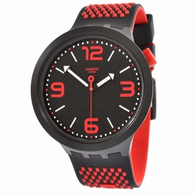 Swatch Men's Watch - Bbblood Swiss Quartz Black and Red Silicone Strap | SO27B102