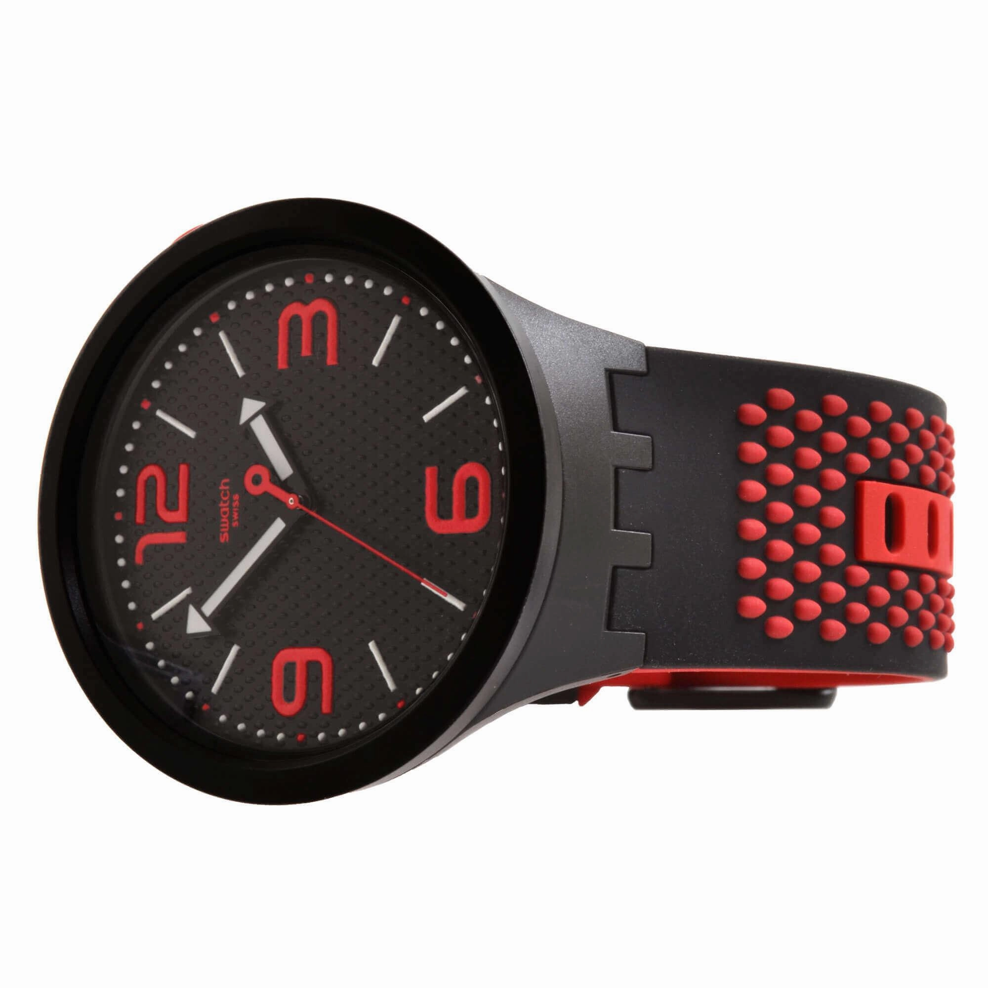 Swatch Men's Watch - Bbblood Swiss Quartz Black and Red Silicone Strap | SO27B102