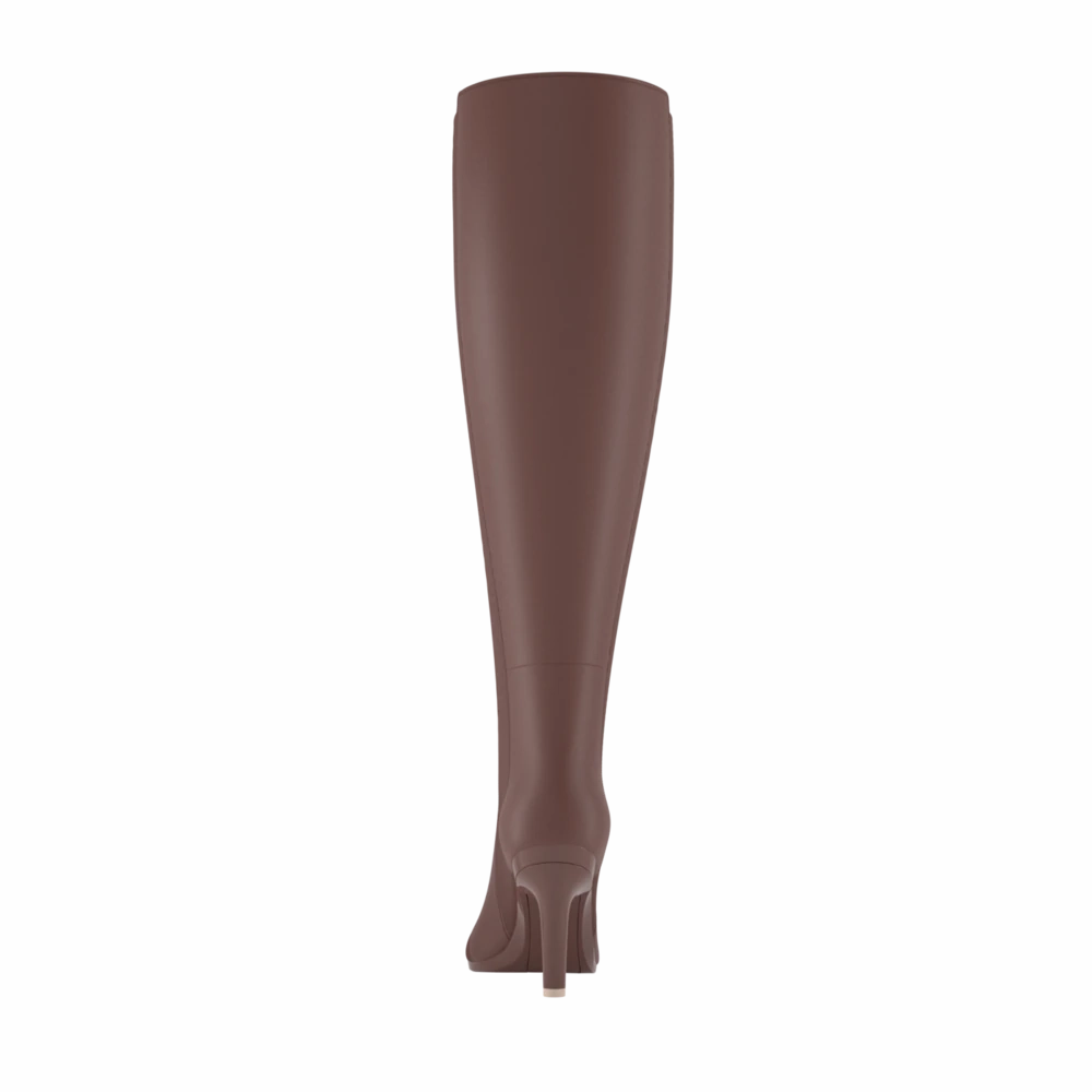 The Knee High Boot Walnut Leather   Stiletto Heel Kit 4 Walnut - FINAL SALE