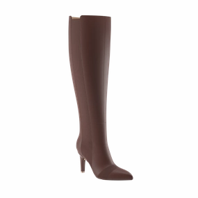 The Knee High Boot Walnut Leather   Stiletto Heel Kit 4 Walnut - FINAL SALE