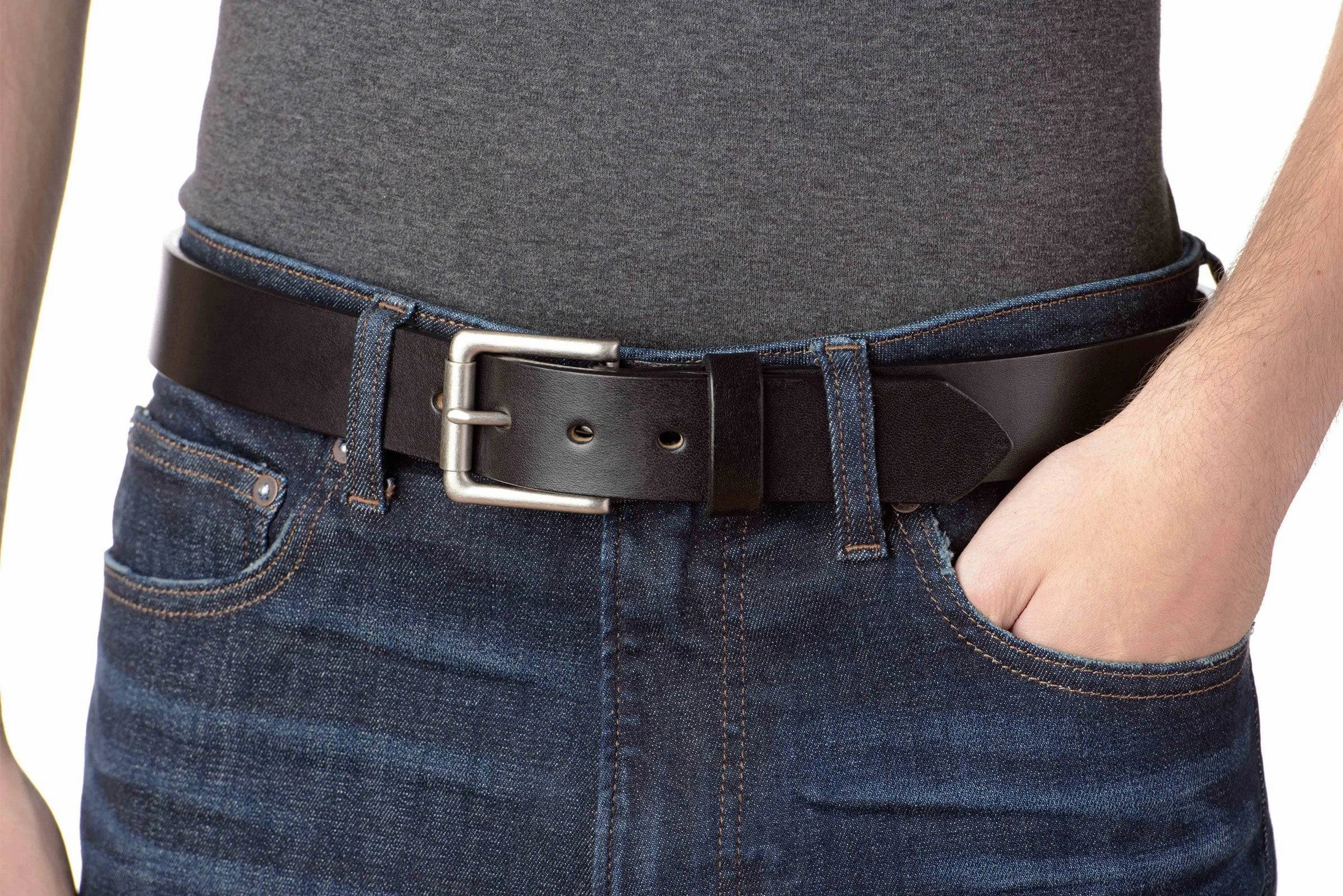 The Maverick: Men's Black Non Stitched Leather Belt - 1.50"