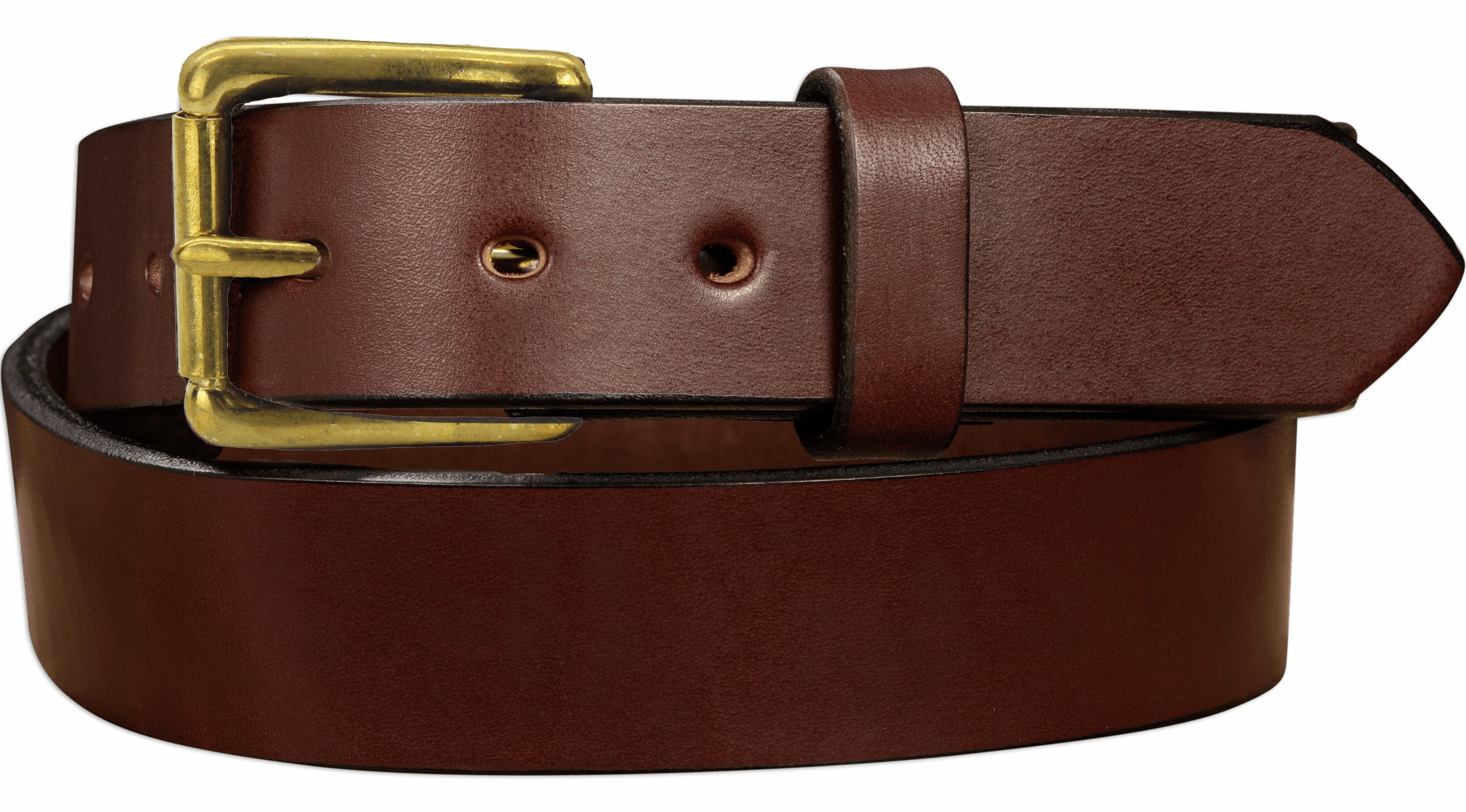The Maverick: Men's Brown Non Stitched Leather Belt With Brass 1.50"