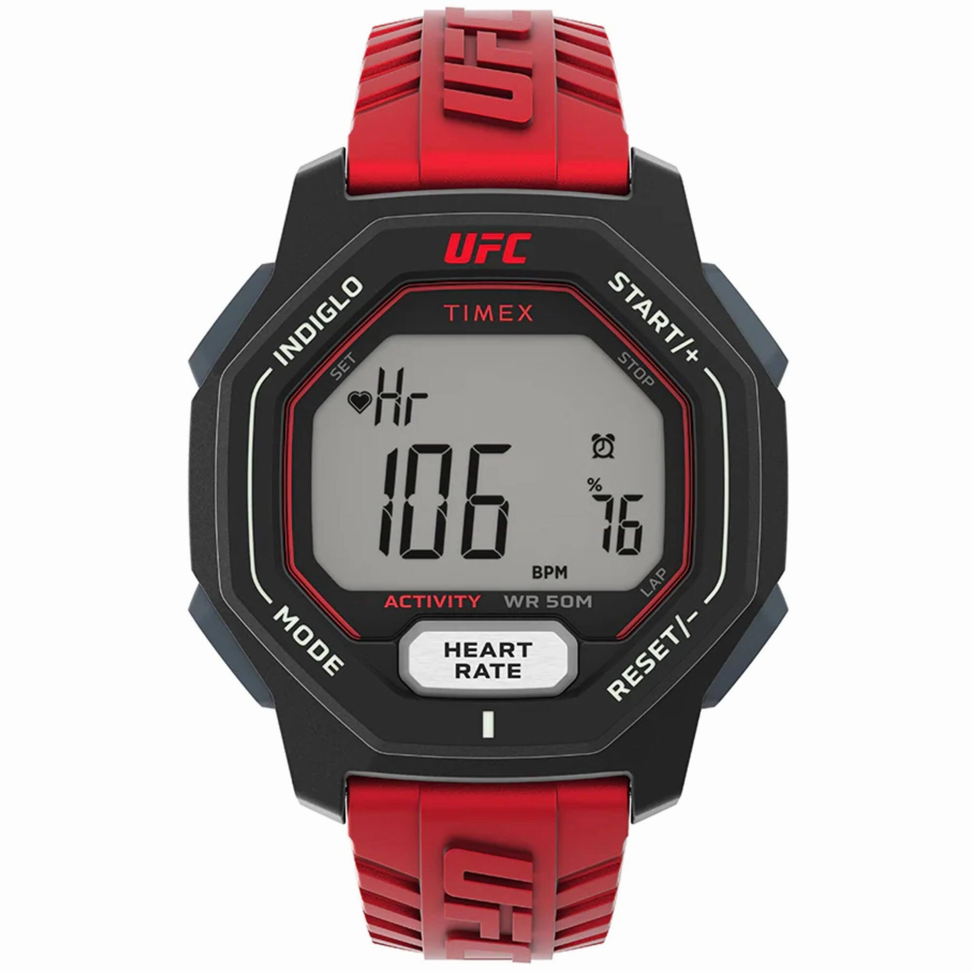 Timex Men's Watch - UFC Spark Heart Rate Digital Dial Red Resin Strap | TW2V84000