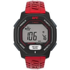 Timex Men's Watch - UFC Spark Heart Rate Digital Dial Red Resin Strap | TW2V84000