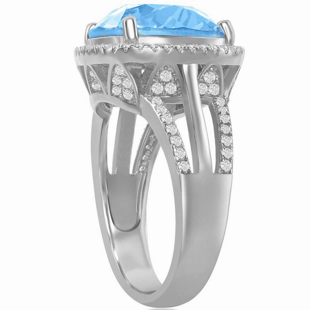 Women's Ring - CZ and Cushion Aqua Swarovski Element, Size 8 | BLW-2416-8