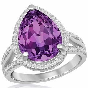 Women's Ring - CZ with Amethyst Swarovski Element, Size 8 | BLW-2422-8