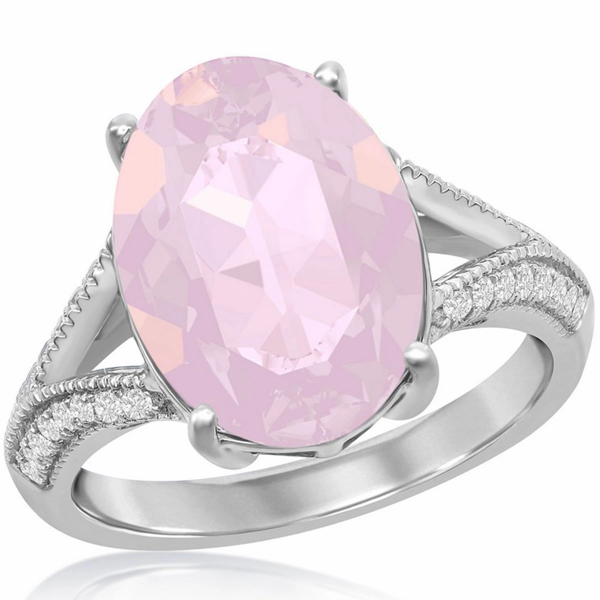 Women's Ring - Oval Pink Opal Swarovski Element CZ, Size 9 | BLW-2420-9